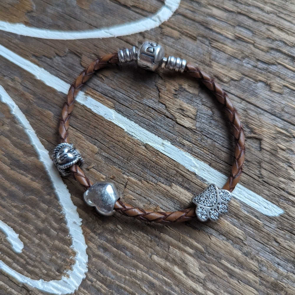 Pandora leather charm bracelet